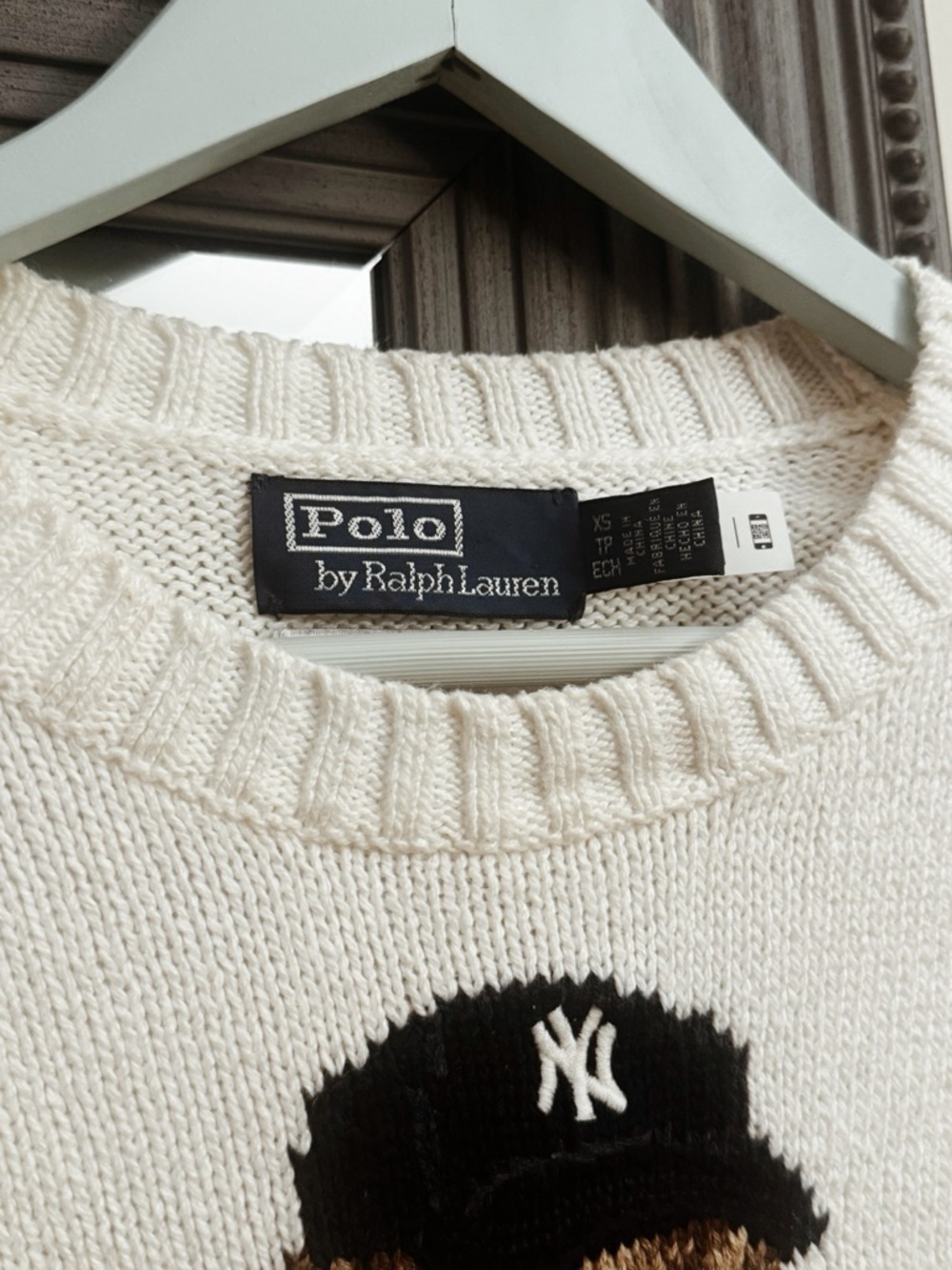 Polo Ralph Lauren Cream Baseball Bear Crewneck Sweater - Picture 3 of 6